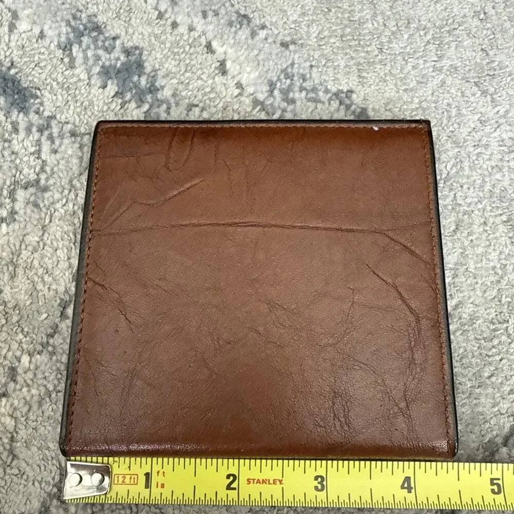 Vtg 1980s Amity Men's Cowhide Leather Bifold Wallet Textured Burgundy Retro Slim